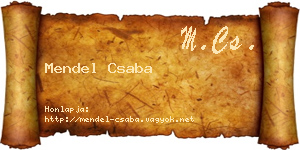Mendel Csaba névjegykártya